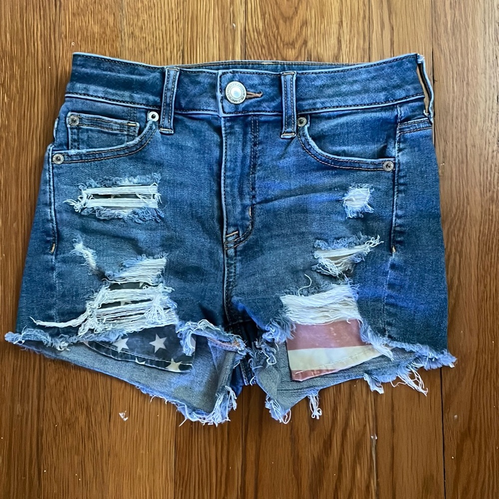 next level stretch american flag pocket american eagle shorts size 0